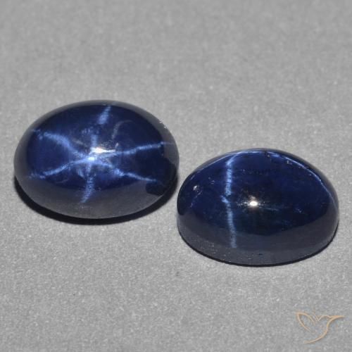 Pedras preciosas de Safira estrela Azul escuro natural de 3.28 ct, oval, Opaco