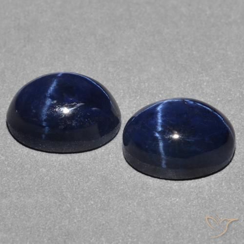 Pedras preciosas de Safira estrela Azul escuro natural de 3.28 ct, oval, Opaco