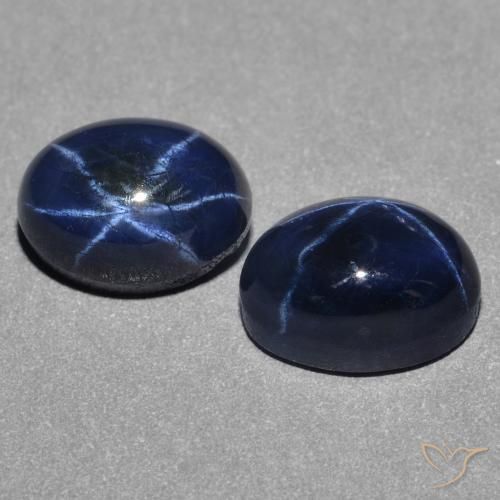 Pedras preciosas de Safira estrela Azul escuro natural de 3.46 ct, oval, Opaco