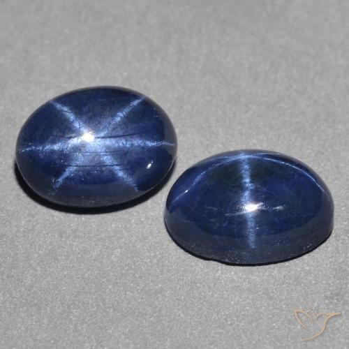 Pedras preciosas de Safira estrela Azul marinho profundo natural de 2.74 ct, oval, Opaco