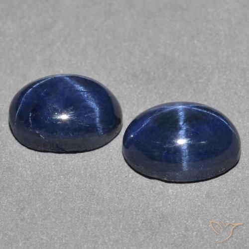 Pedras preciosas de Safira estrela Azul marinho profundo natural de 2.74 ct, oval, Opaco