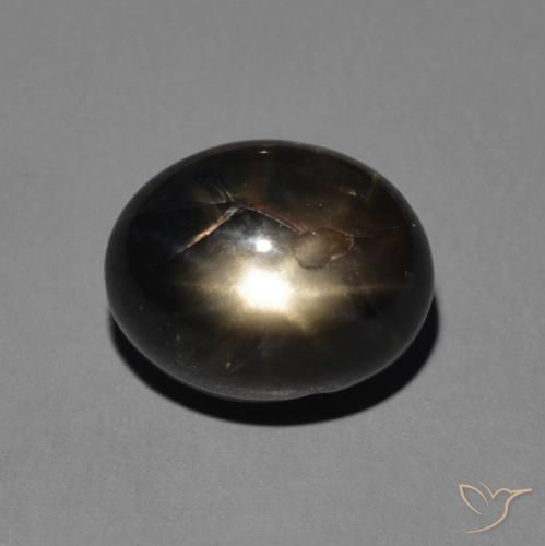5.11ct Natural Cinzento Prateado Preto Safira estrela, oval, Opaco