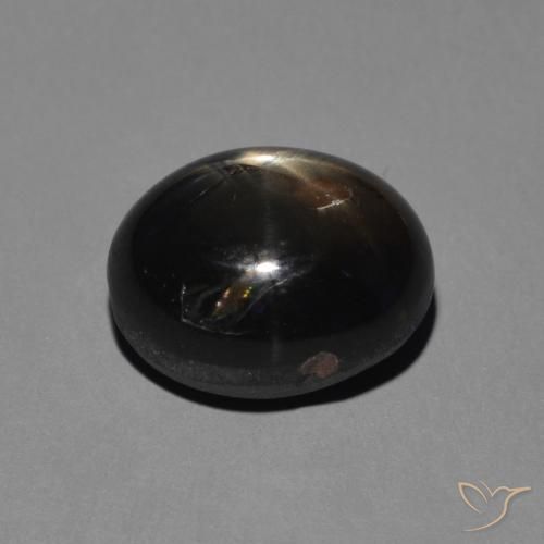 Safira estrela Cinzento Prateado Preto Natural 5.11ct, oval, Opaco