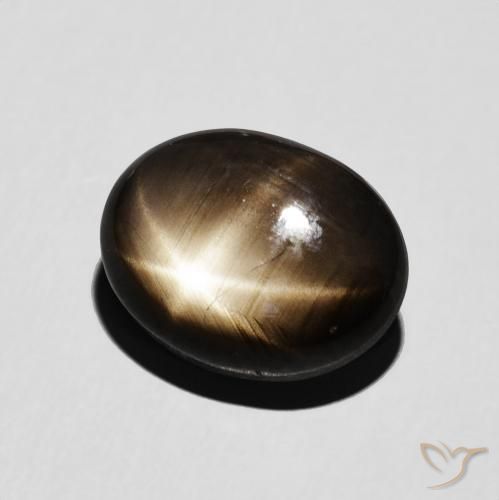 Safira estrela preto natural 6,54ct, corte oval, opaco