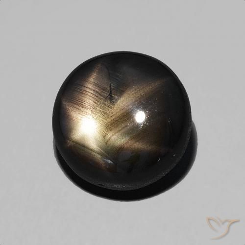 Safira estrela Preto Natural 6.21ct, Redondo, Opaco