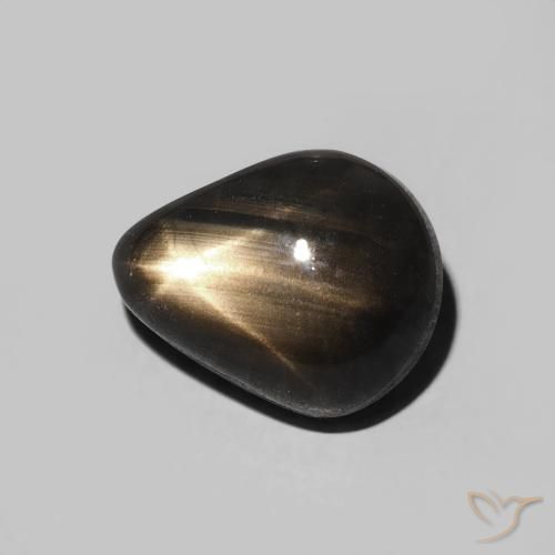 Safira estrela Preto Natural 3.86ct, Formato de pêra, Opaco