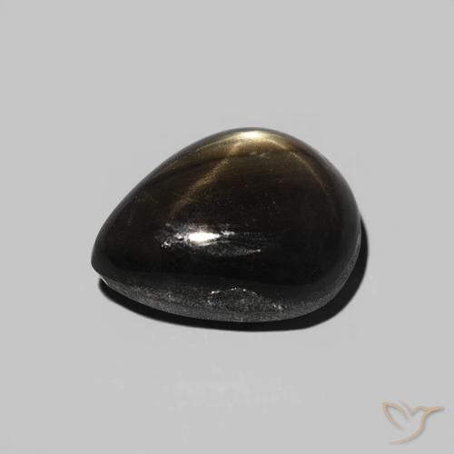 Safira estrela Preto Natural 3.86ct, Formato de pêra, Opaco