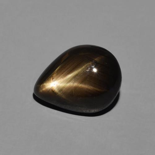 Safira estrela Preto Natural 3.64ct, Formato de pêra, Opaco