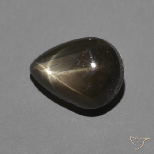 Safira estrela Preto Natural 2.50ct, Formato de pêra, Opaco