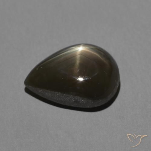 Safira estrela Preto Natural 2.50ct, Formato de pêra, Opaco
