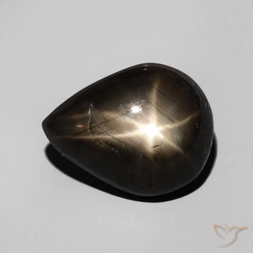 4.69ct Natural Preto Safira estrela, Formato de pêra, Opaco