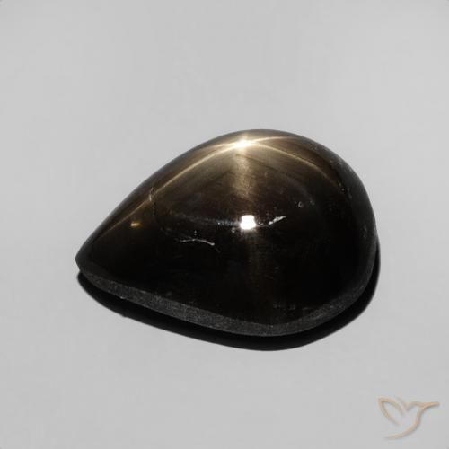 Safira estrela Preto Natural 4.69ct, Formato de pêra, Opaco