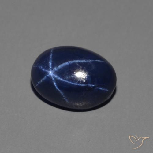 Safira estrela azul real Natural 1.56ct, oval, Opaco