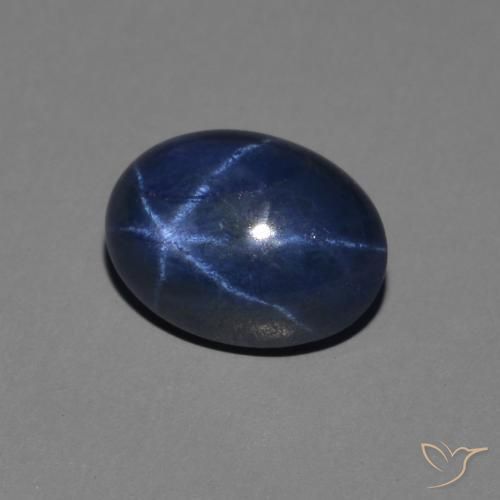 Safira estrela azul real Natural 1.63ct, oval, Opaco