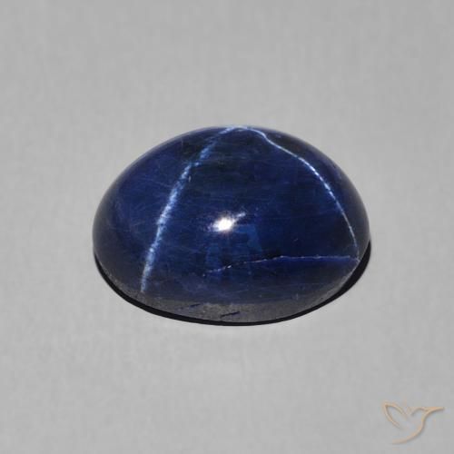 Safira estrela azul natural 3,39ct, corte oval, opaco