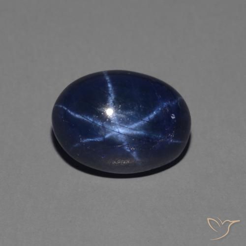 Safira estrela azul natural 1,79ct, corte oval, opaco