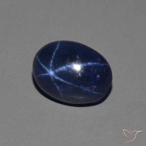 Safira estrela azul natural 1,79ct, corte oval, opaco