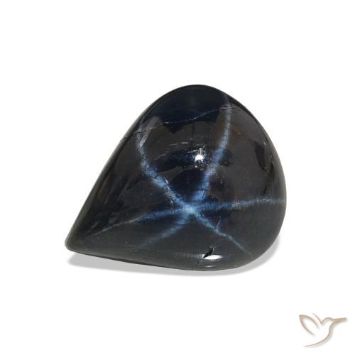 Safira estrela Azul marinho profundo Natural 3.94ct, Formato de pêra, Opaco