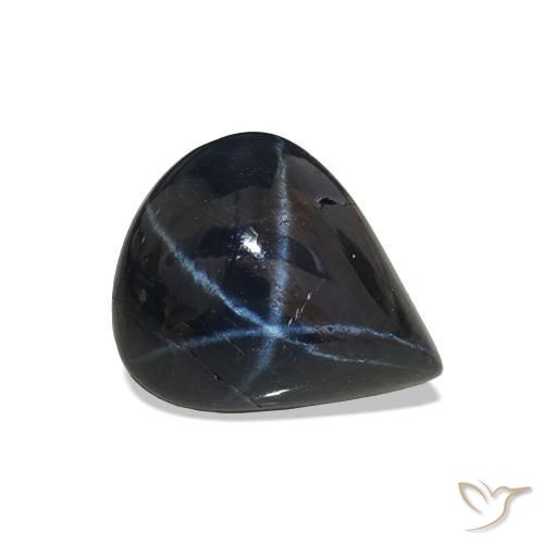 Safira estrela Azul marinho profundo Natural 3.94ct, Formato de pêra, Opaco