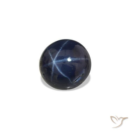 Safira estrela Azul marinho profundo Natural 0.53ct, Corte Redondo, Opaco