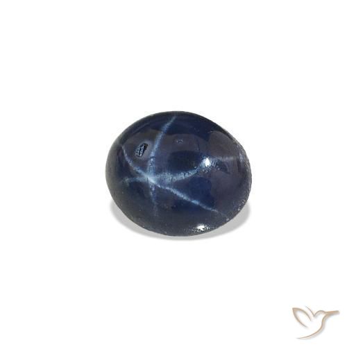 Safira estrela Azul marinho profundo Natural 0.56ct, Corte Oval, Opaco