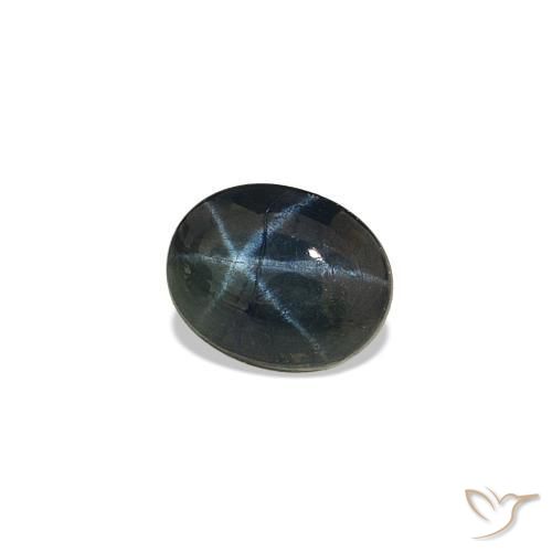 Safira estrela Noite azul Natural 0.58ct, Corte Oval, Opaco