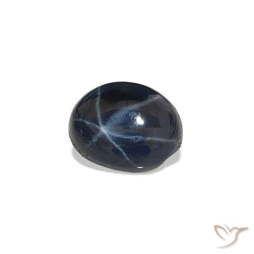 Safira estrela Noite azul Natural 0.68ct, Corte Oval, Opaco