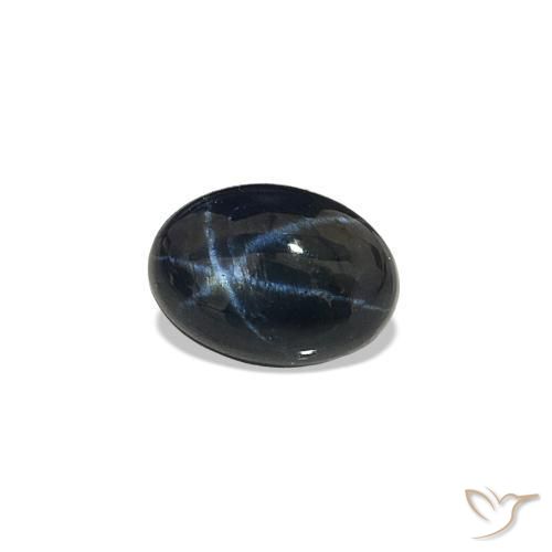 Safira estrela Azul escuro Natural 0.81ct, Corte Oval, Opaco