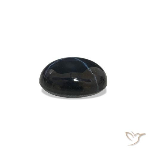 Safira estrela Azul escuro Natural 0.81ct, Corte Oval, Opaco