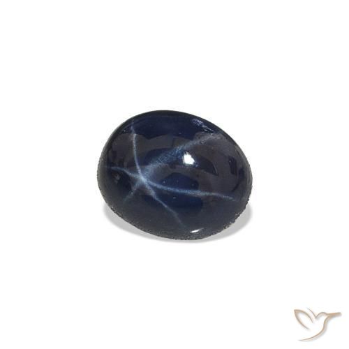 Safira estrela Azul marinho profundo Natural 0.55ct, Corte Oval, Opaco