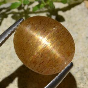 Pedra do Sol Estelar Marrom dourado Natural 3.99ct, Corte Oval, Translúcido