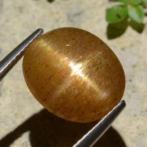 Pedra do Sol Estelar Marrom dourado Natural 6.61ct, Corte Oval, Opaco