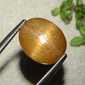 Pedra do Sol Estelar Marrom dourado Natural 5.86ct, Corte Oval, Opaco