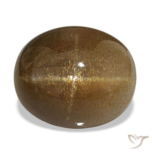Pedra do Sol Estelar Marrom Terroso Natural 14.24ct, Corte Oval, Opaco