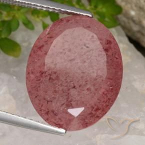 Quartzo Morango Vermelho cereja arroxeado Natural 12.29ct, oval, Translúcido