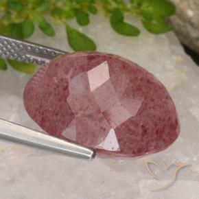 Quartzo Morango Vermelho cereja arroxeado Natural 12.29ct, oval, Translúcido