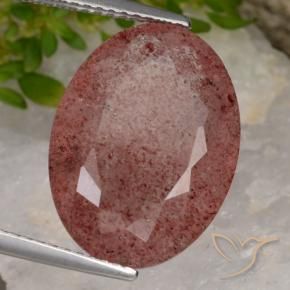 Quartzo Morango Vermelho médio-escuro Natural 9.14ct, oval, Translúcido