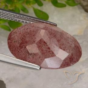 Quartzo Morango Vermelho médio-escuro Natural 9.14ct, oval, Translúcido