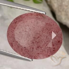Quartzo Morango vermelho médio Natural 12.80ct, oval, Translúcido