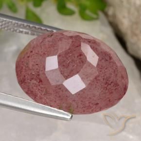 Quartzo Morango vermelho médio Natural 12.80ct, oval, Translúcido