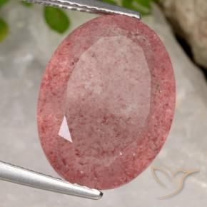 Quartzo Morango vermelho médio Natural 9.11ct, oval, Translúcido