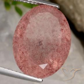 Quartzo Morango Rosa escuro Natural 10.23ct, oval, Translúcido