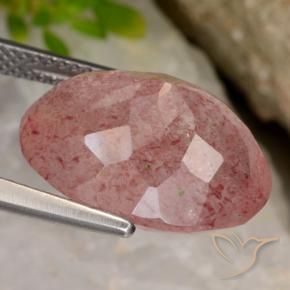 Quartzo Morango Rosa escuro Natural 10.23ct, oval, Translúcido