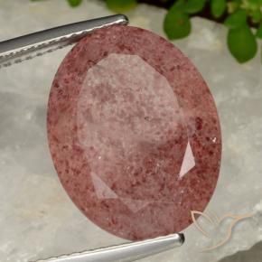 Quartzo Morango rosa rosa Natural 11.28ct, oval, Translúcido