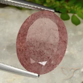 Quartzo Morango rosa rosa Natural 9.13ct, oval, Translúcido