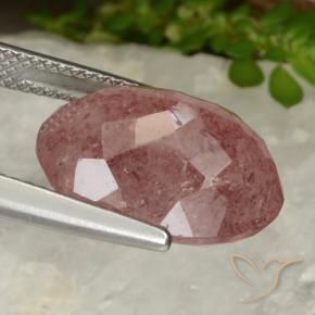 Quartzo Morango rosa rosa Natural 9.13ct, oval, Translúcido