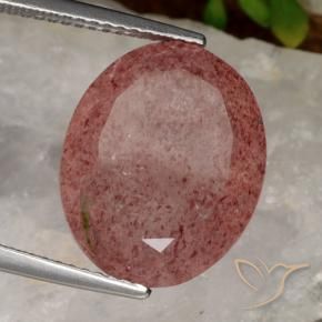 Quartzo Morango Tijolo vermelho Natural 9.55ct, oval, Translúcido