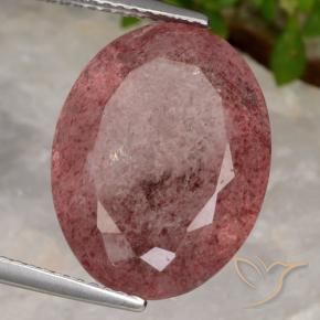 Quartzo Morango Rosa escuro Natural 11.86ct, oval, Translúcido