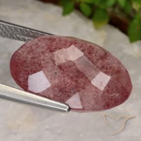 Quartzo Morango Rosa escuro Natural 11.86ct, oval, Translúcido