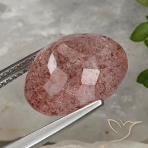Quartzo Morango vermelho arroxeado Natural 8.89ct, oval, Translúcido